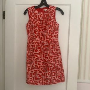 Shoshanna printed red shirt dress.  Hits mid thigh (I’m 5’5”)